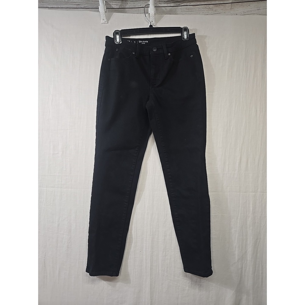 Talbots Jeans Womens 2 Black Flawless 5-Pocket Slim Ankle Curvy Pants Stretch‎